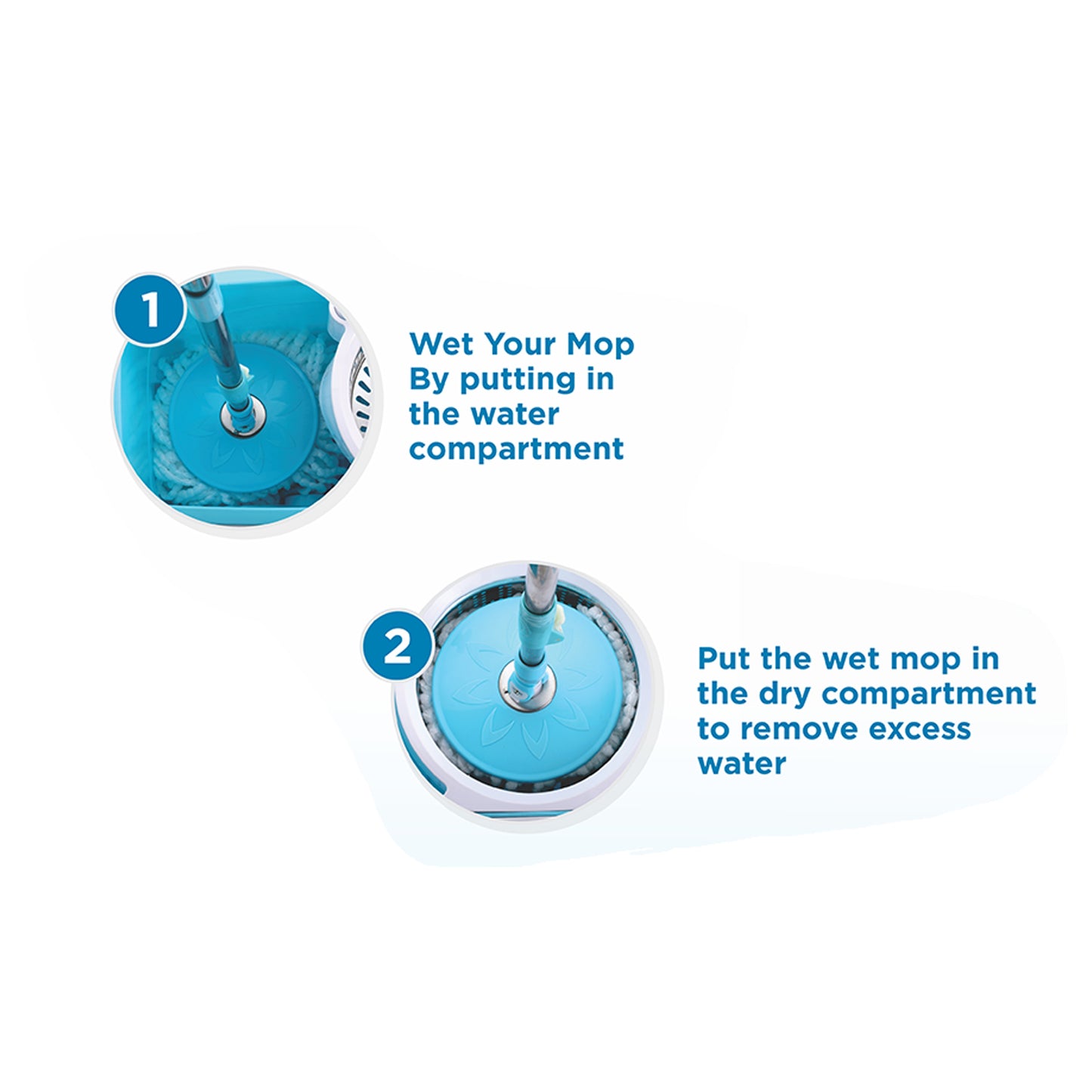 8703 Spin Mop With Bigger Wheels And Plastic Auto Fold Handle For 360 Degree Cleaning - Springkart 