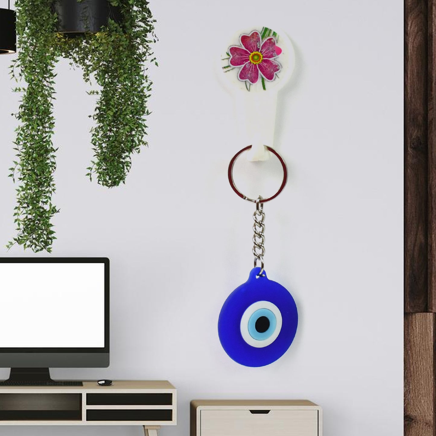 Evil Eye Rubber  Silicone Keychain (1 Pc  Blue Color)