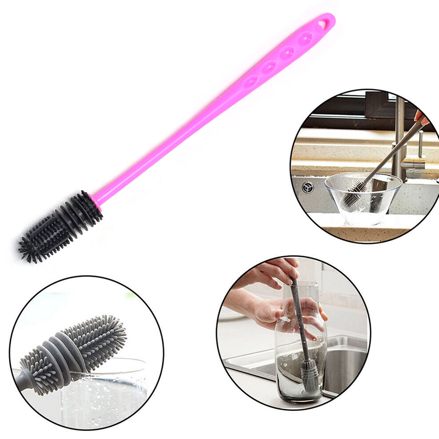 6198 Long Bottle Cleaning Brush For Washing Water Bottle Narrow Neck Containers - Springkart 