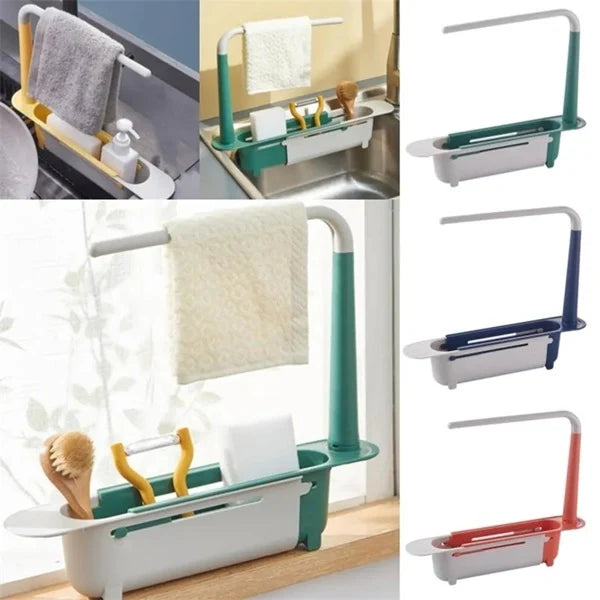 Adjustable Telescopic Sink Shelf (Random), Kitchen Sink Organizer Telescopic Sink Storage Rack