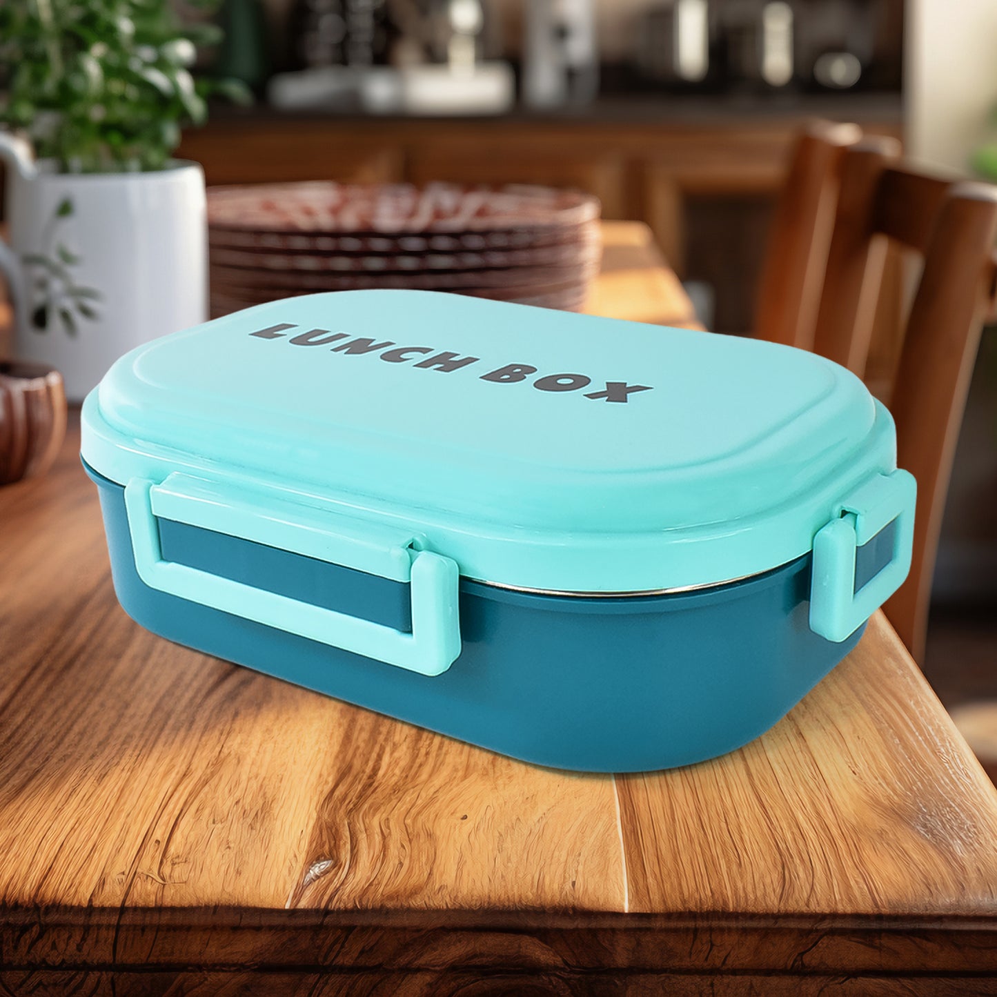 3 In 1 Spicy Bite Stainless Steel Lunch Box With Plastic Small Box Spoon (1 Set) - Springkart 