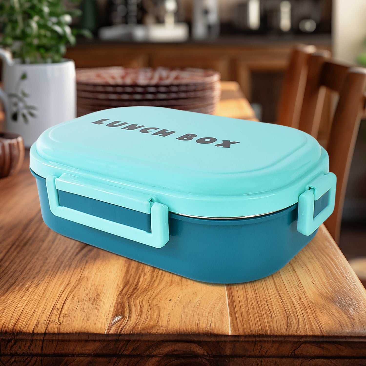 3 In 1 Spicy Bite Stainless Steel Lunch Box With Plastic Small Box Spoon (1 Set) - Springkart 