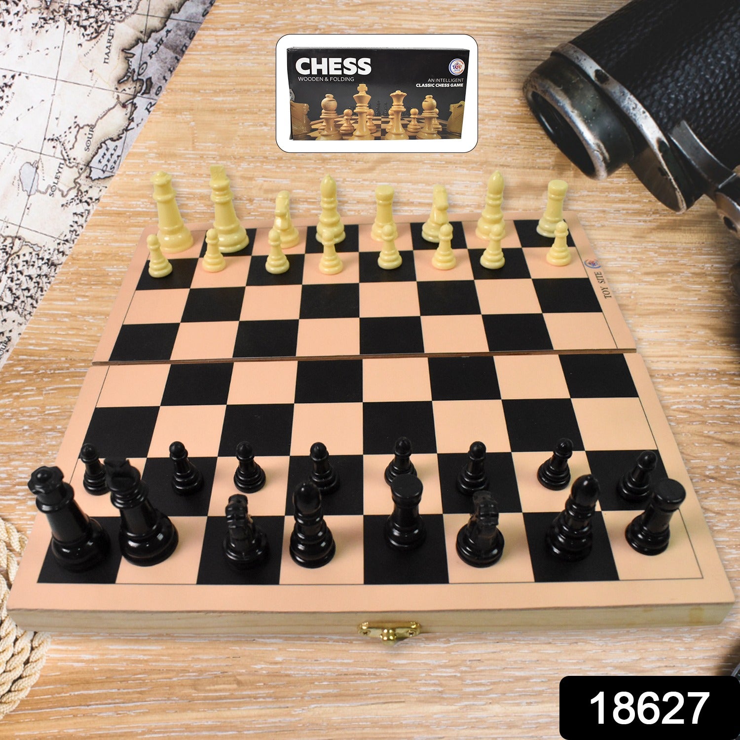 Folding Wooden Chess Board Set (30 30 Cm 1 Set) - Springkart 