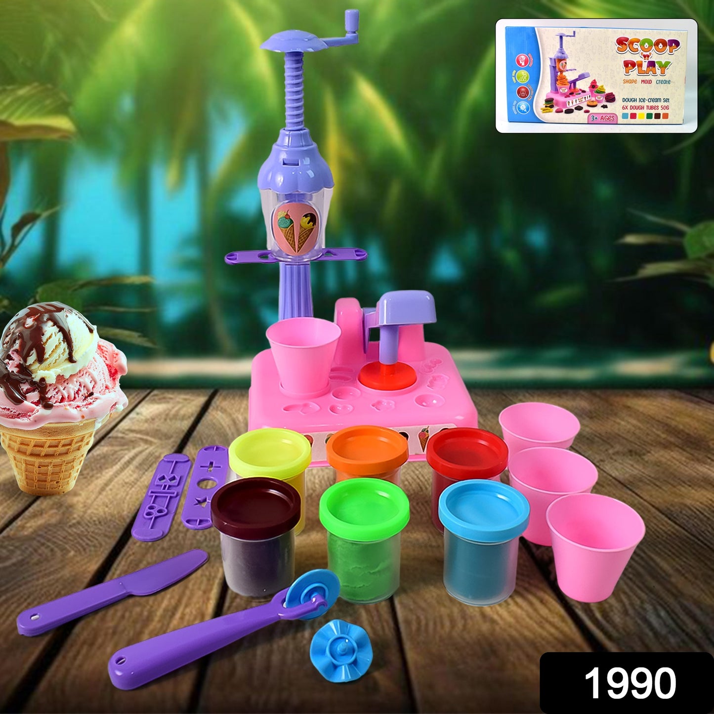 Scoop And Play Set Color Dough For Kids Play Toys Ice Cream Maker Machine (36 Pcs Set) - Springkart 
