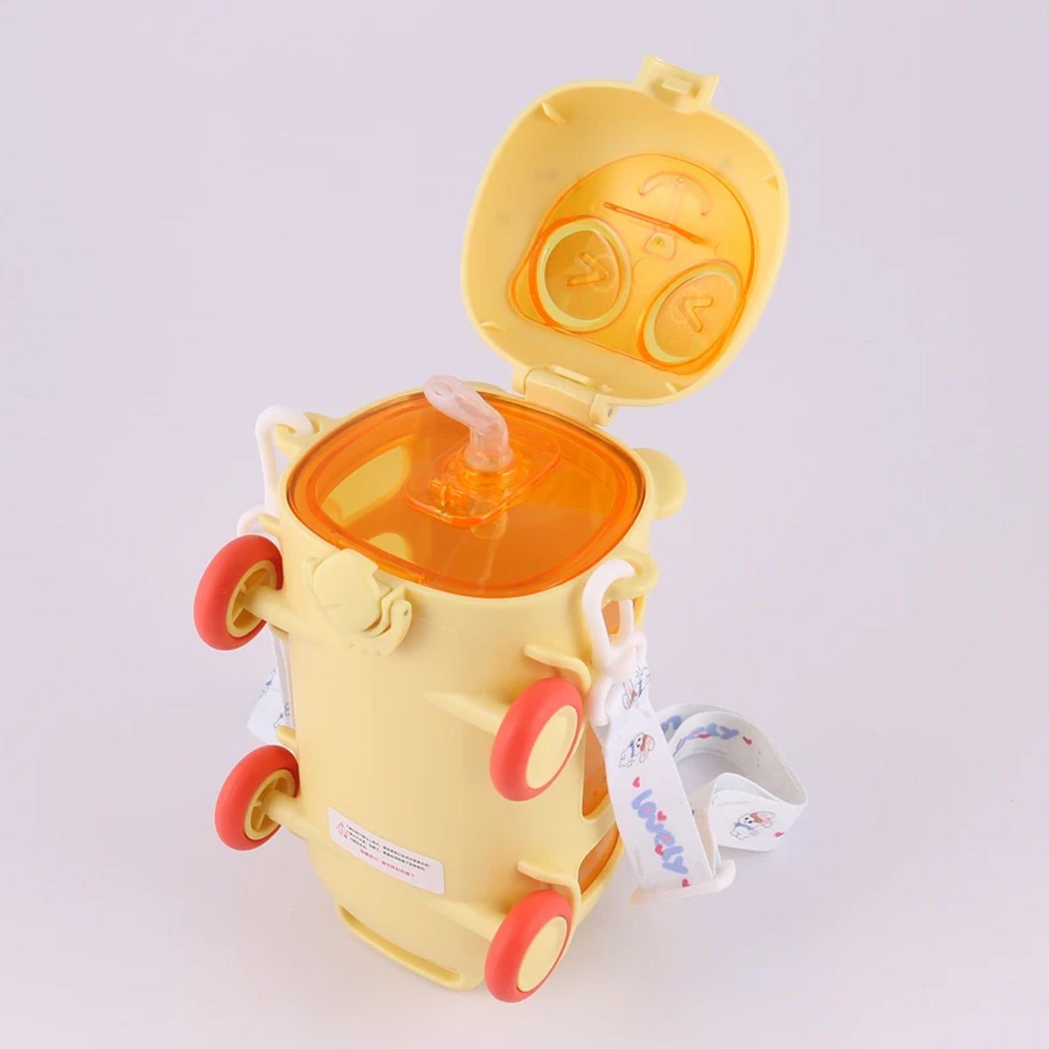 Bus Shape Water Bottle For Kids With Strap (500 Ml Approx Mix Color 1 Pc) - Springkart 