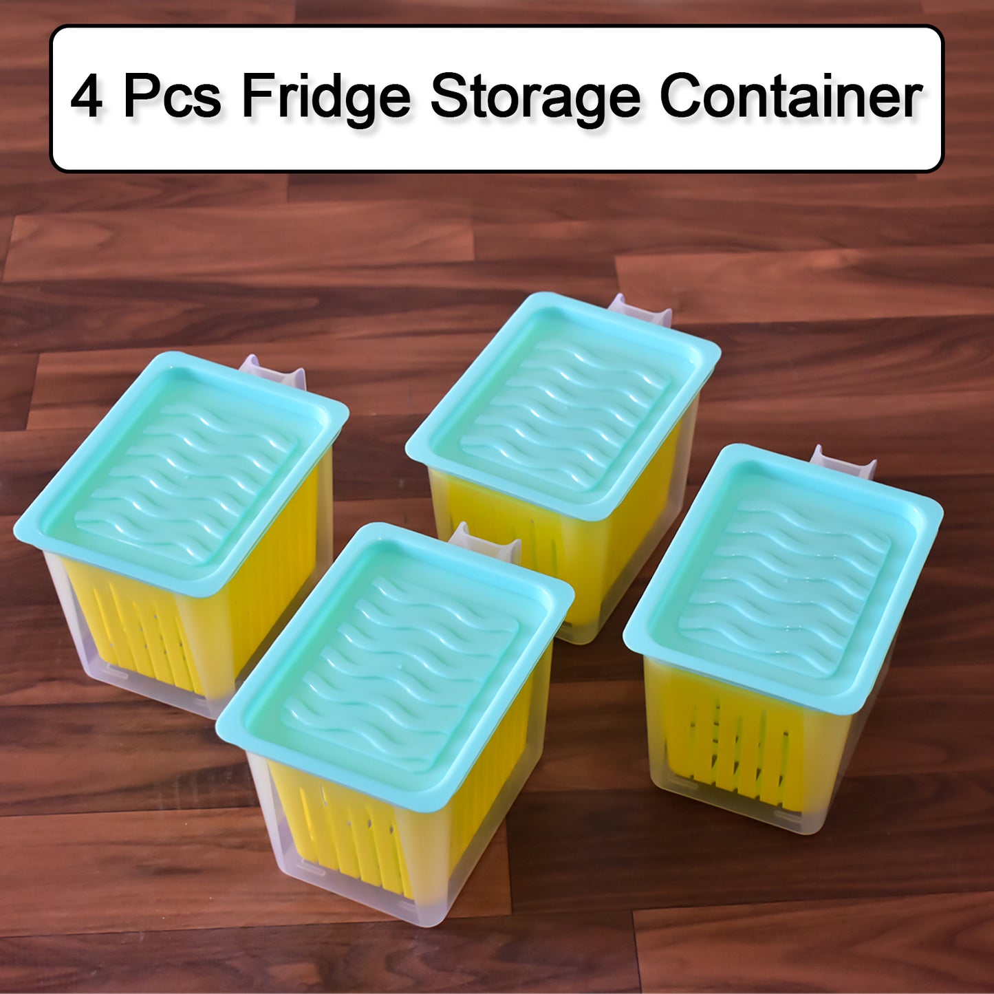 2836 Fridge Storage Containers With Handle Plastic Storage Container For Kitchen(4 Pcs Set) - Springkart 