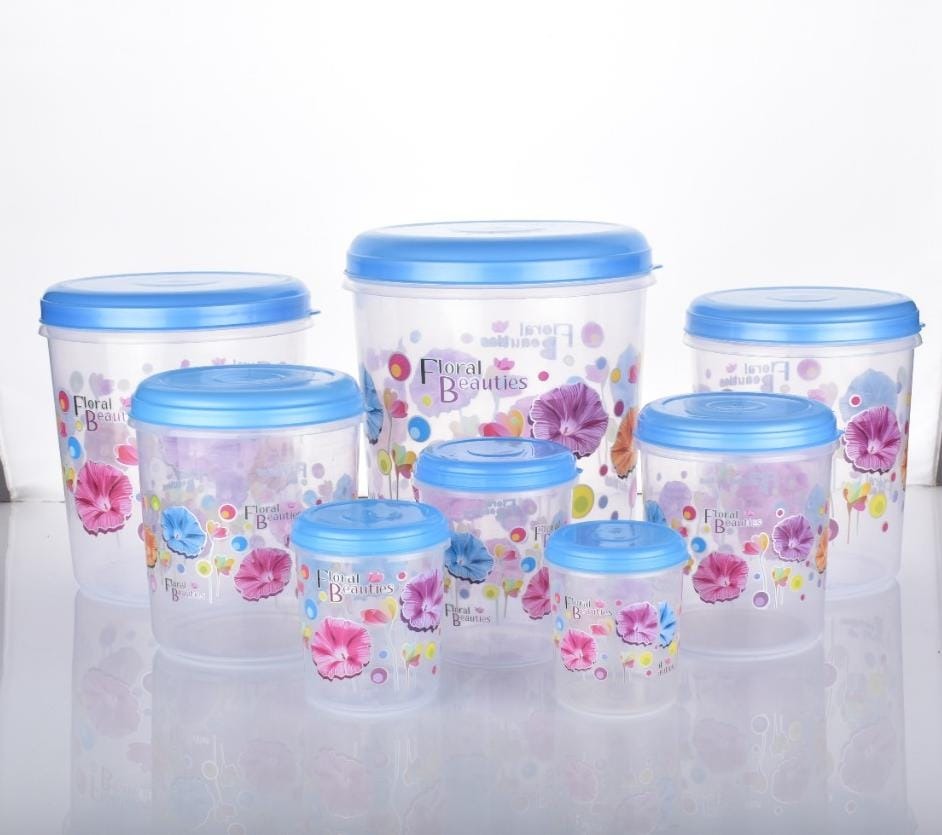 Air Tight Plastic Transparent Container Set (10000ml, 7000ml, 5000ml, 3000ml, 2000ml, 1000ml, 750ml, 500ml) - Springkart 