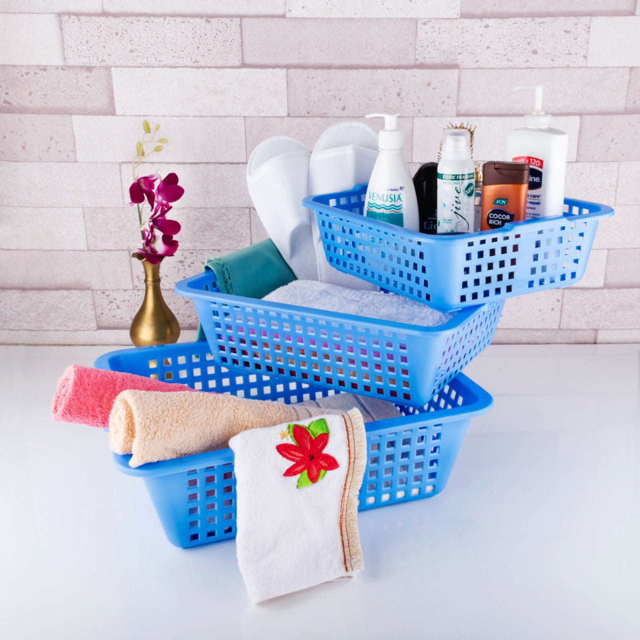 Plastic Multiple Size Cane Fruit Baskets (3 Size Large, Medium, Small) - Springkart 