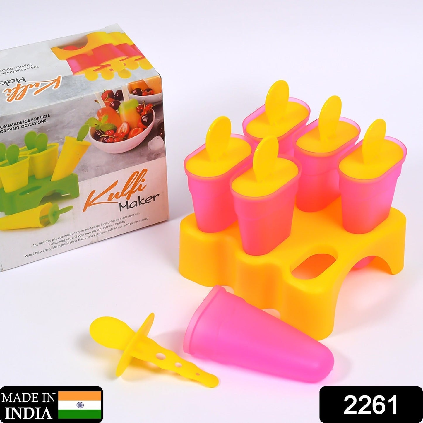 Kulfi Maker Moulds Set Plastic Homemade Kulfi Mould 6pcs Set For Freezer Use - Springkart 