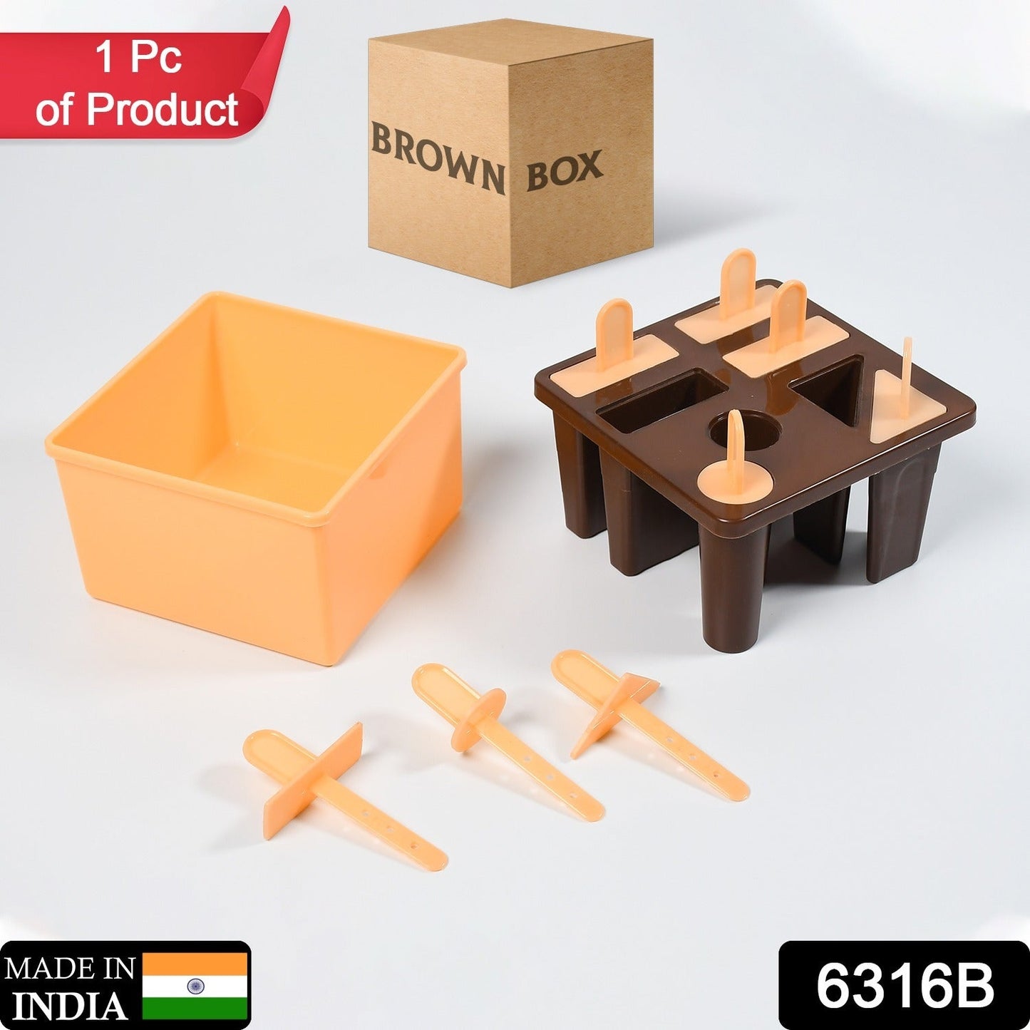 Plastic Kulfi Mold, Kulfi Molds 8 pcs Tray Ice Cream Mold Reusable Frozen Kulfi Maker Popsicle Sticks Lolly Ice Popsicle Candy Mold for Children pink Color (Brown Box) - Springkart 