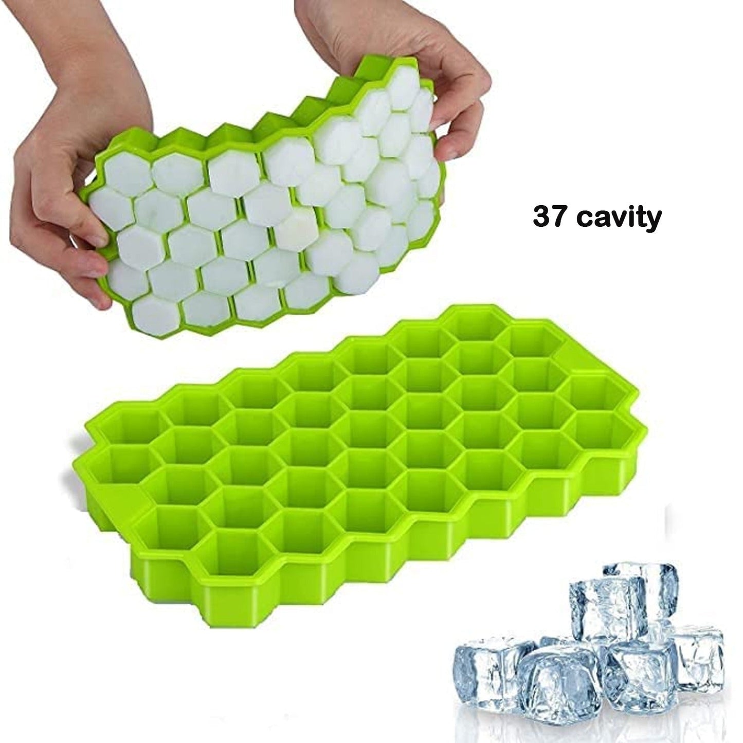 Flexible Silicone Ice Cube Tray, 37 Small Cubes , Fridge Use - Springkart 
