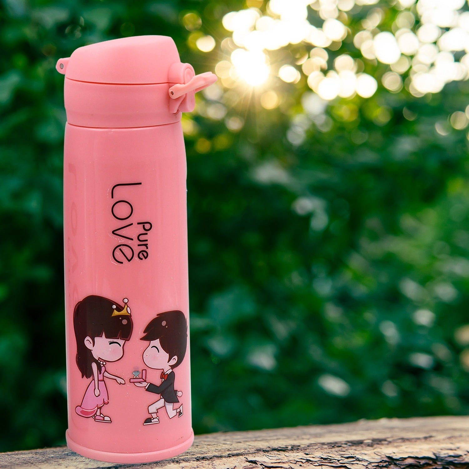 Pure Love outdoor sport water bottle 500ml leak proof BPA-free for travel cold and hot water glass water bottle with daily water intake for gym and children, Fridge, for Home, Office, School (MOQ :- 80 Pc) - Springkart 