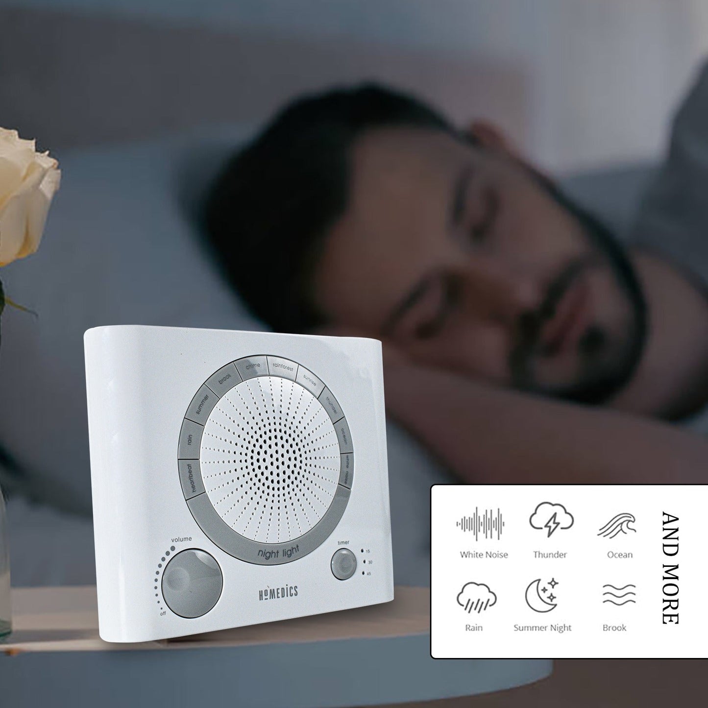 Sleep Therapy Noise Sound Therapy Machine with 8 High-Fidelity Soothing Sleeping , Anxiety , Stress Natural Sounds, Battery or Adaptor Charging Options, 3 Auto-Off Timer Option - Springkart 