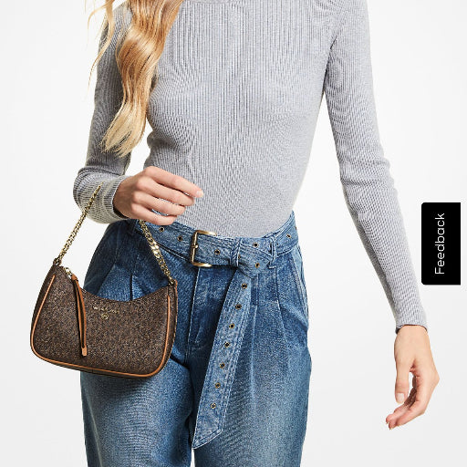 MICHAEL KORS JET SET CHARM LOGO PRINT SHOULDER BAG