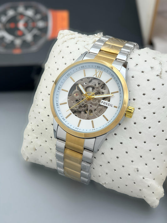 FOSSIL AUTOMATIC MACHINE PREMIER QUALITY WHITE DIAL WATCH