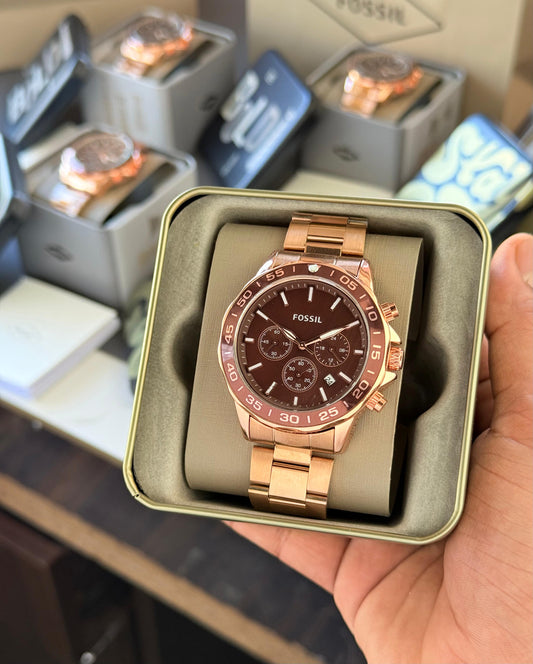 Fossil Bannon timepiece is Expertly Crafted with a Black 3 Link Steel Strap