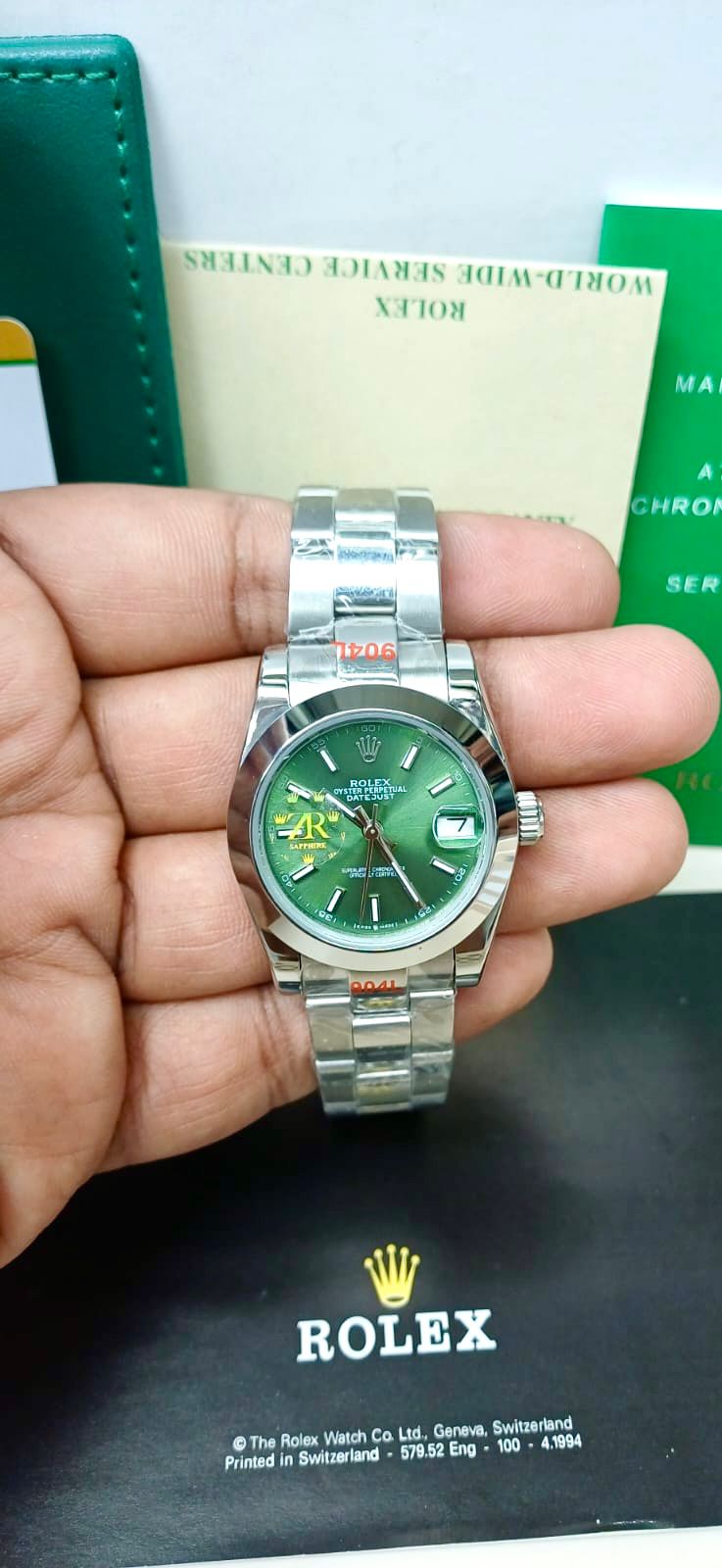 ROLEX ZR PREMIER QUALITY GREEN DIAL LADIES WATCH