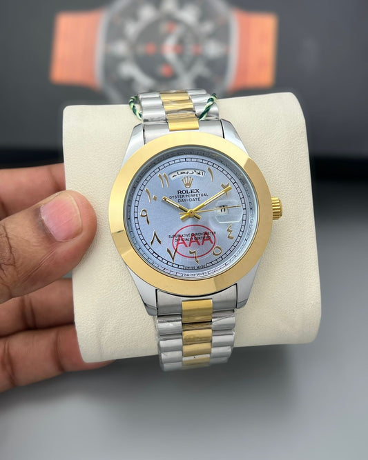 Rolex Stainless Steel Day to Day Men's Arab Number White Dial watch