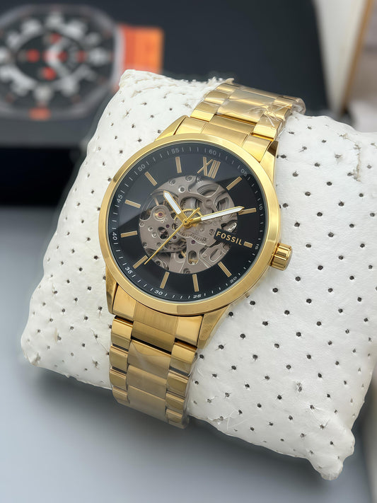 FOSSIL AUTOMATIC MACHINE PREMIER QUALITY BLACK DIAL WATCH