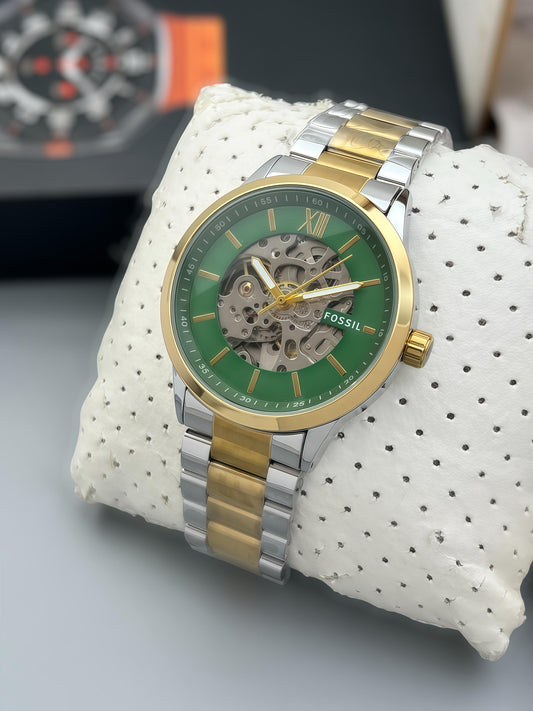FOSSIL AUTOMATIC MACHINE PREMIER QUALITY GREEN DIAL WATCH