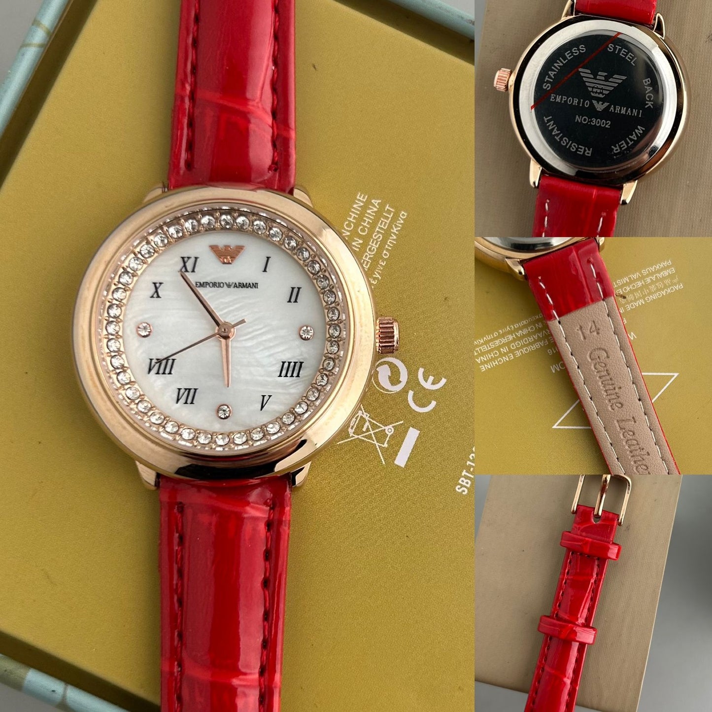 ✅ Emporio Armani Mother Of Pearl Dail white -Tone Stainless Steel Ladies Watch✅