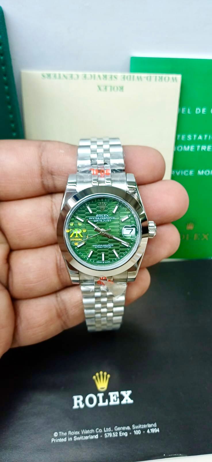 ROLEX ZR PREMIER QUALITY GREEN DIAL LADIES WATCH