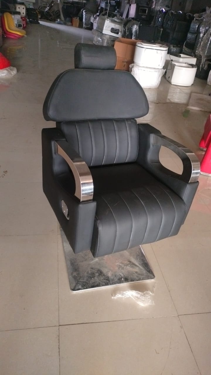 Steel Brown BRUT SALON CHAIR, p.u cushion/Professional, Synthetic Leather Imported.