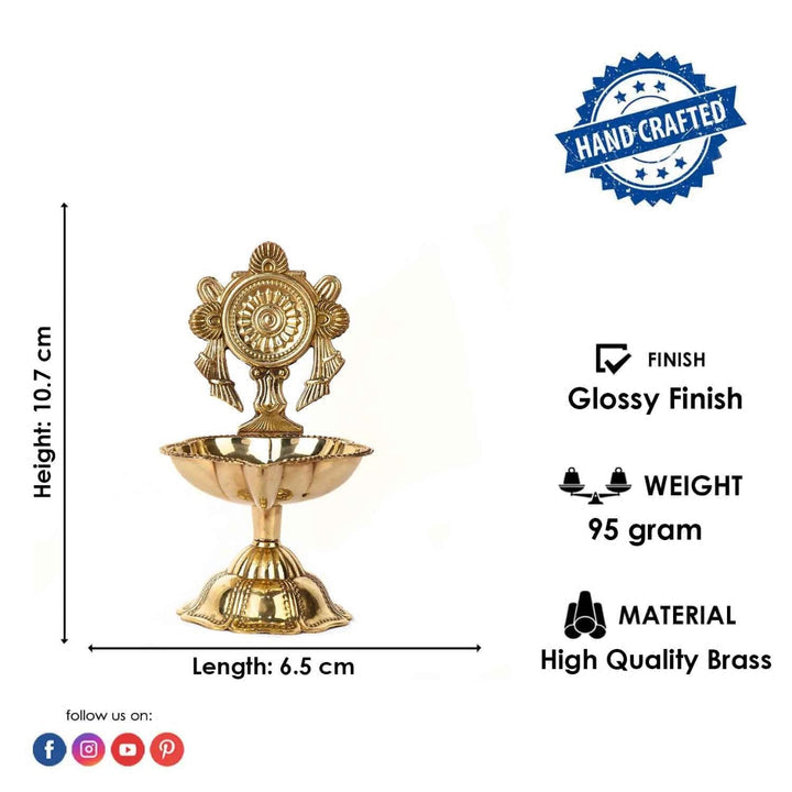 1 Pair of Designer 100% Pure Brass Shankh Chakra Diya