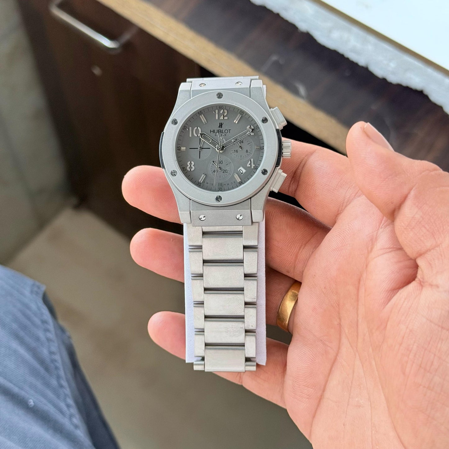 Hublot Big Bang 5 Hand all Matt Grey , iconic Metallic Strap collection