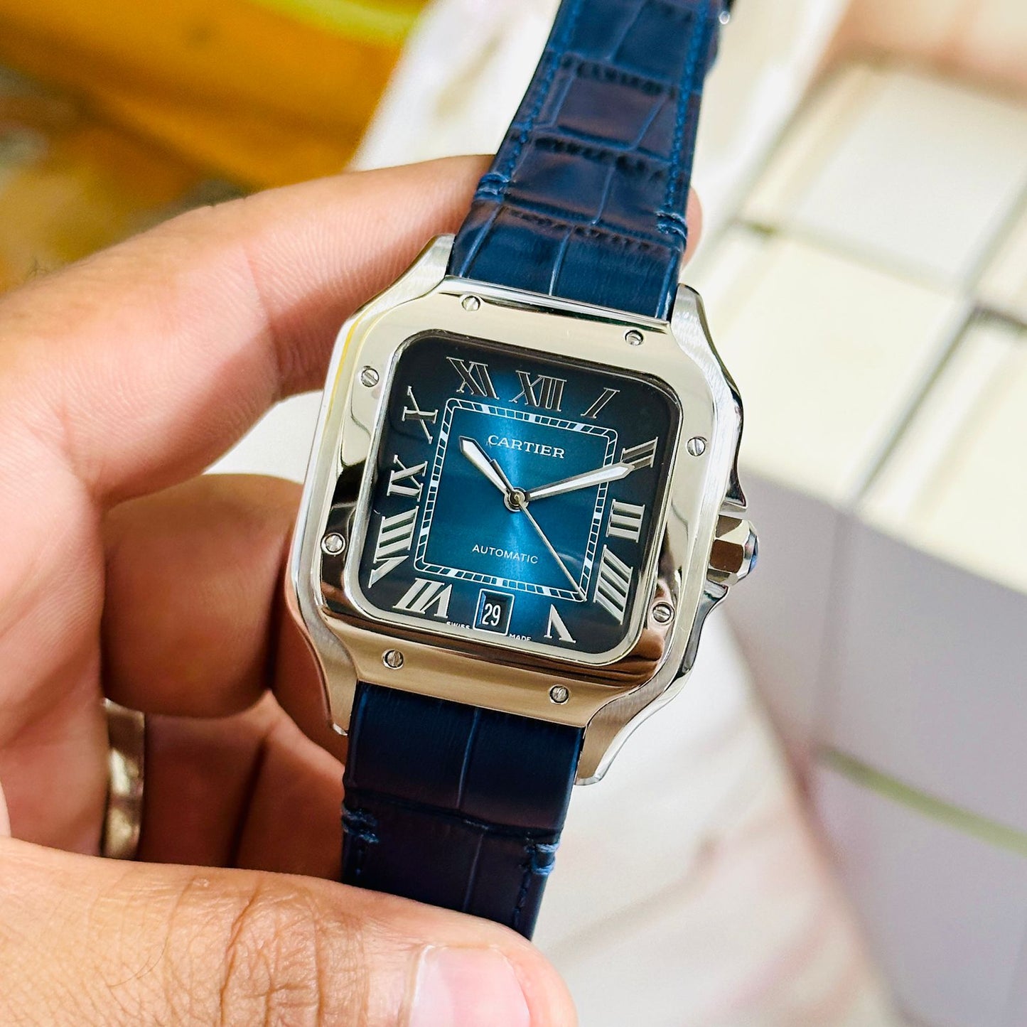 CARTIER BLUE DIAL PREMIUM WATCH 🔥