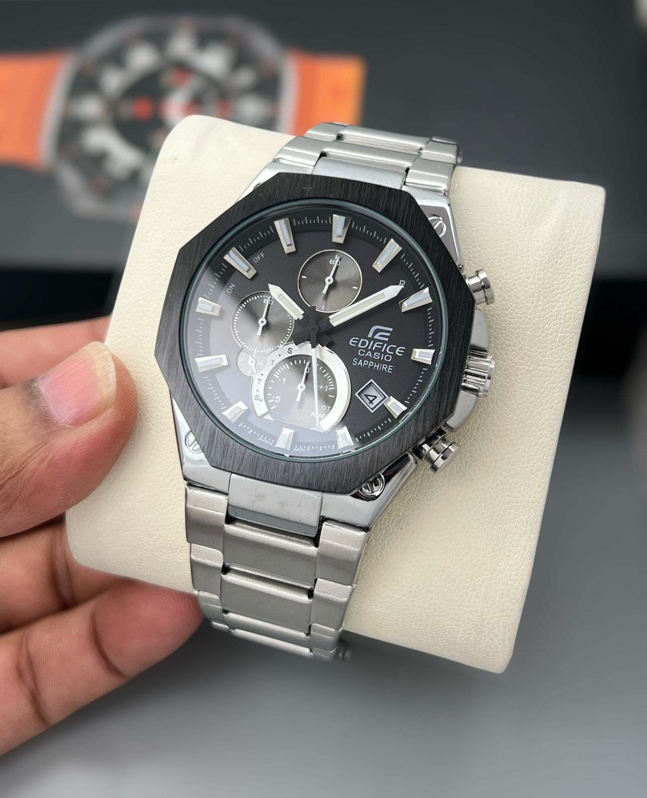 Casio Edifice chronograph, silver stainless steel Men's watch