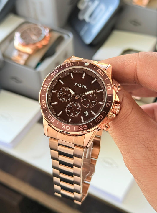Fossil Bannon timepiece is Expertly Crafted with a Black 3 Link Steel Strap