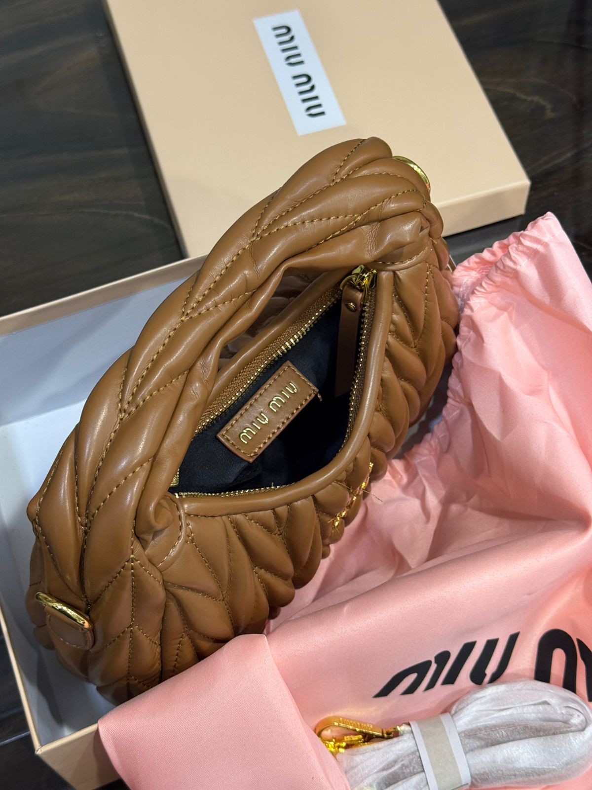 MIU MIU NAPA LEATHER HOBO BAG