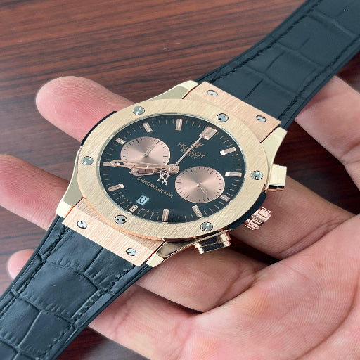 ✅ *Hublot Big Bang 5 Hand all shining Full Black, iconic  Strap collection