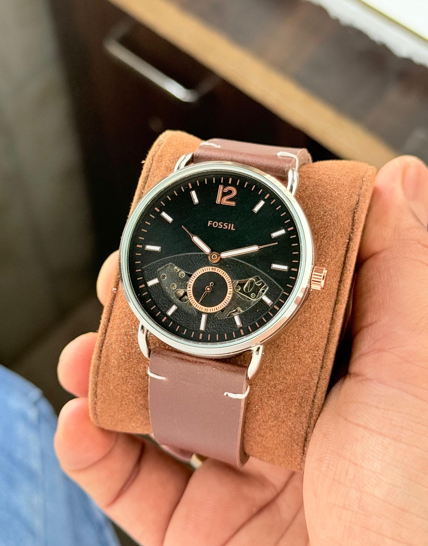 ✅ FOSSIL COMMUTER AUTOMATIC –SKELETON DIAL STYLE ✅Black Dial