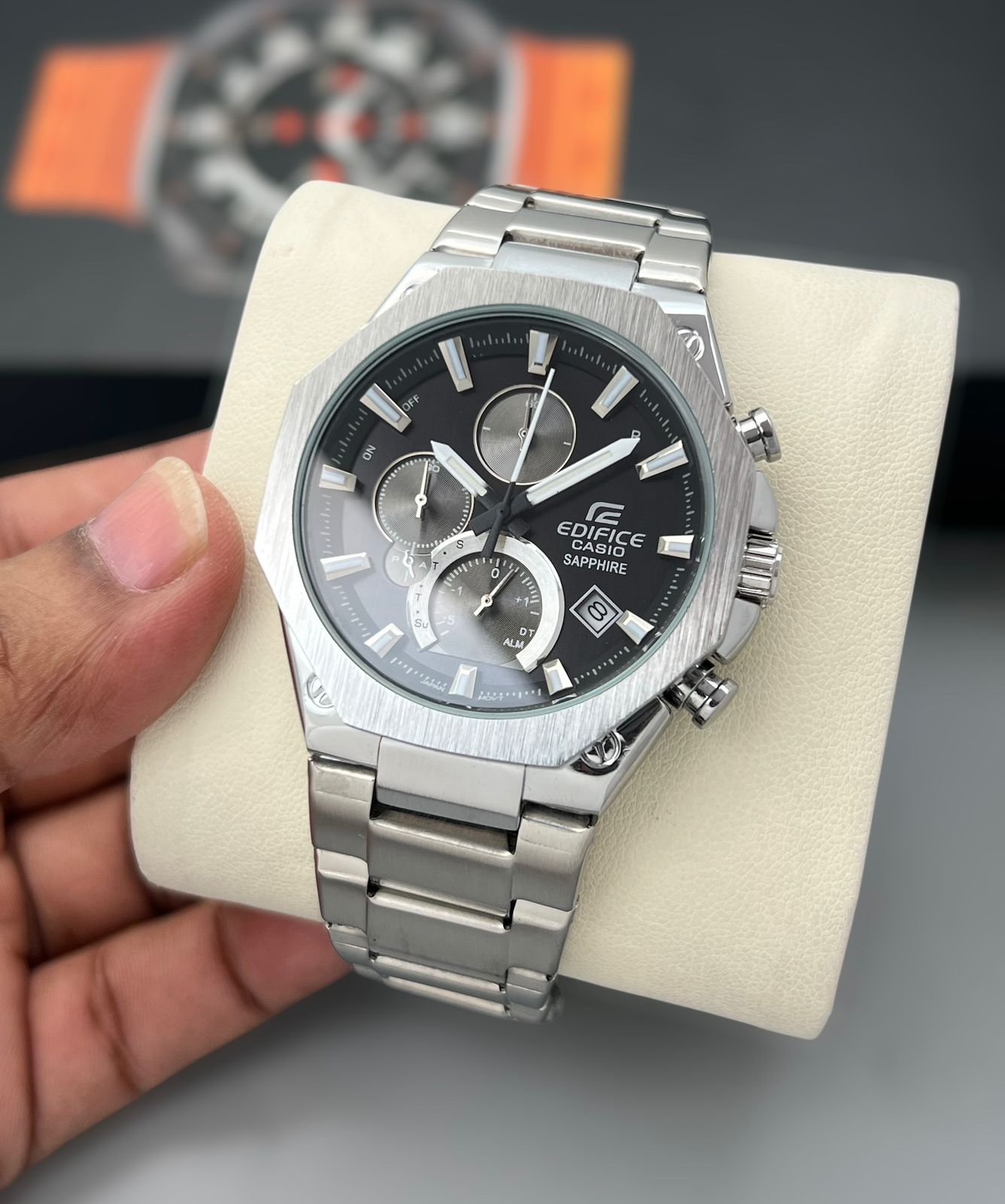 Casio Edifice chronograph, silver stainless steel Men's watch