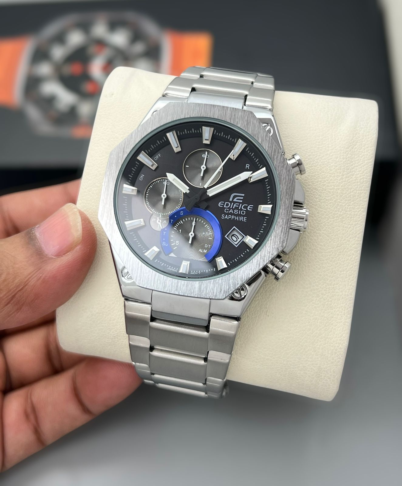 Casio Edifice chronograph, silver stainless steel Men's watch