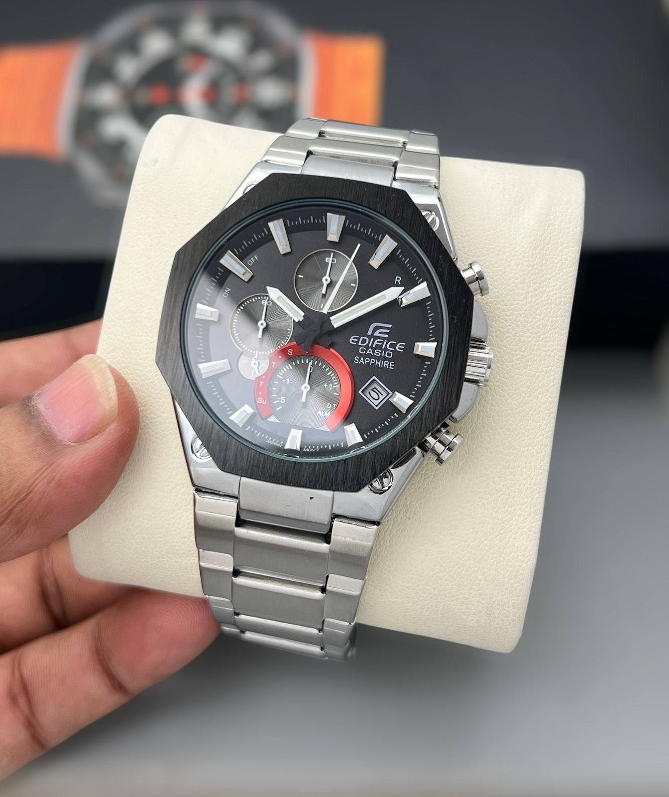 Casio Edifice chronograph, silver stainless steel Men's watch