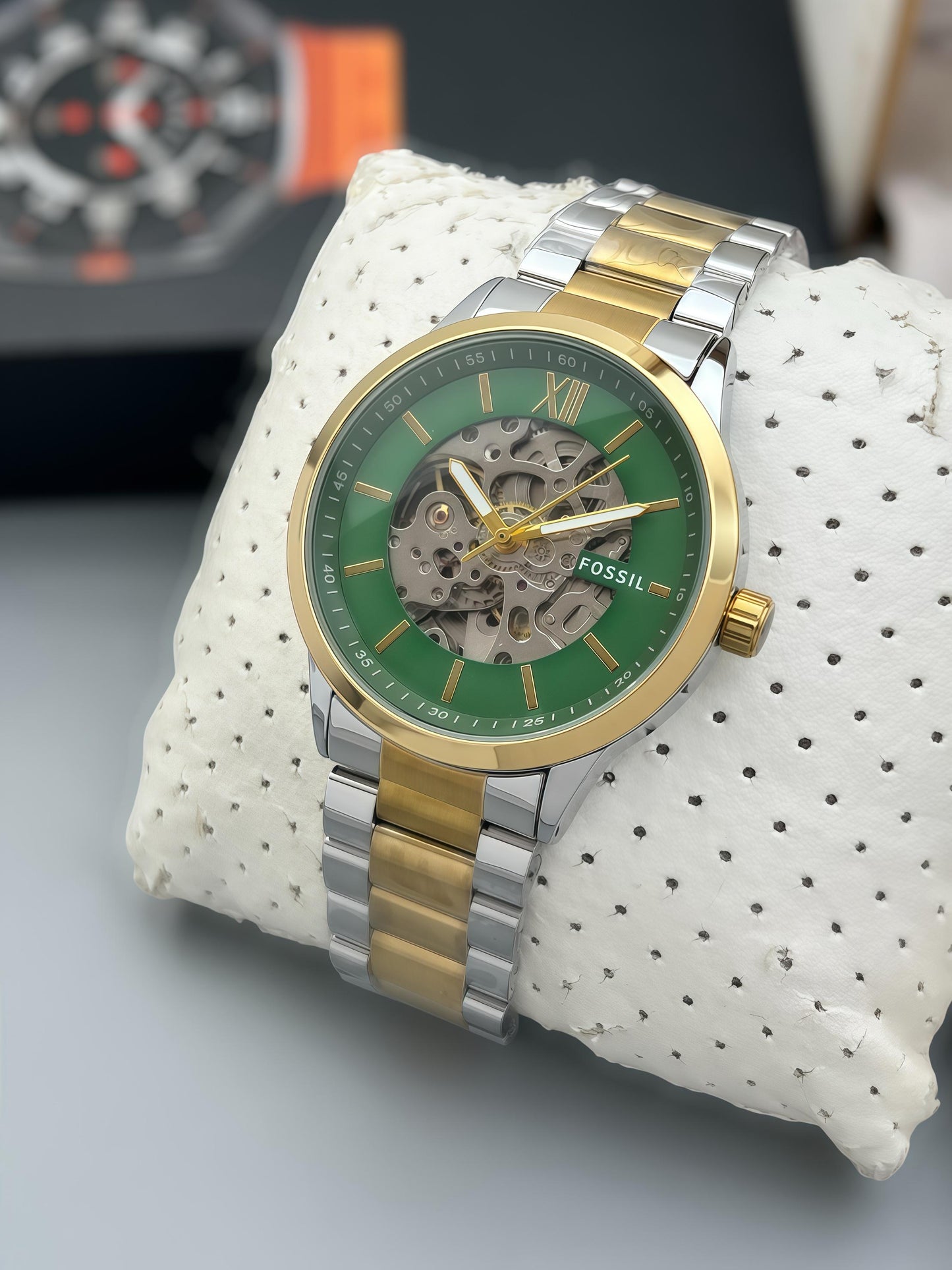 FOSSIL AUTOMATIC MACHINE PREMIER QUALITY GREEN DIAL WATCH