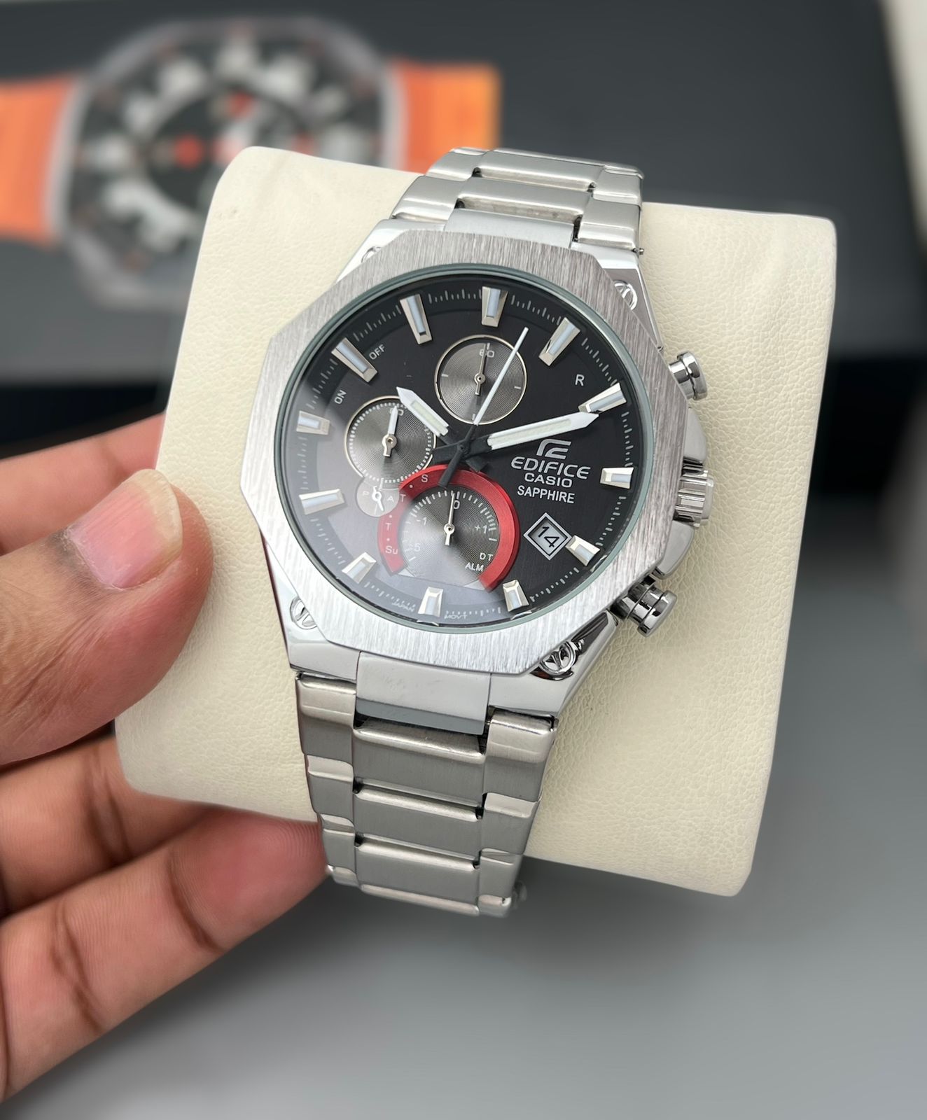 Casio Edifice chronograph, silver stainless steel Men's watch