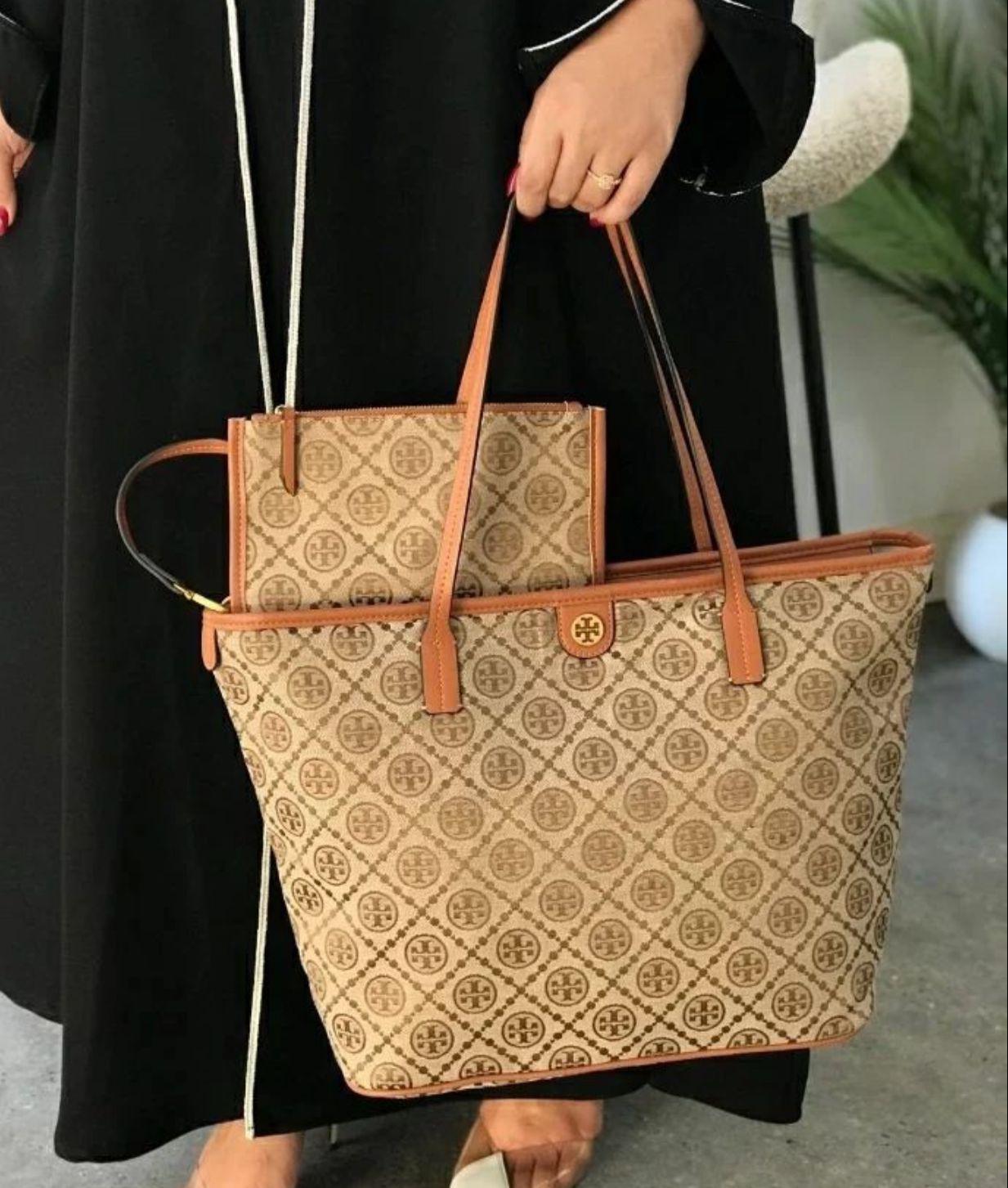 TORY T MONOGRAM ZIP TOTE