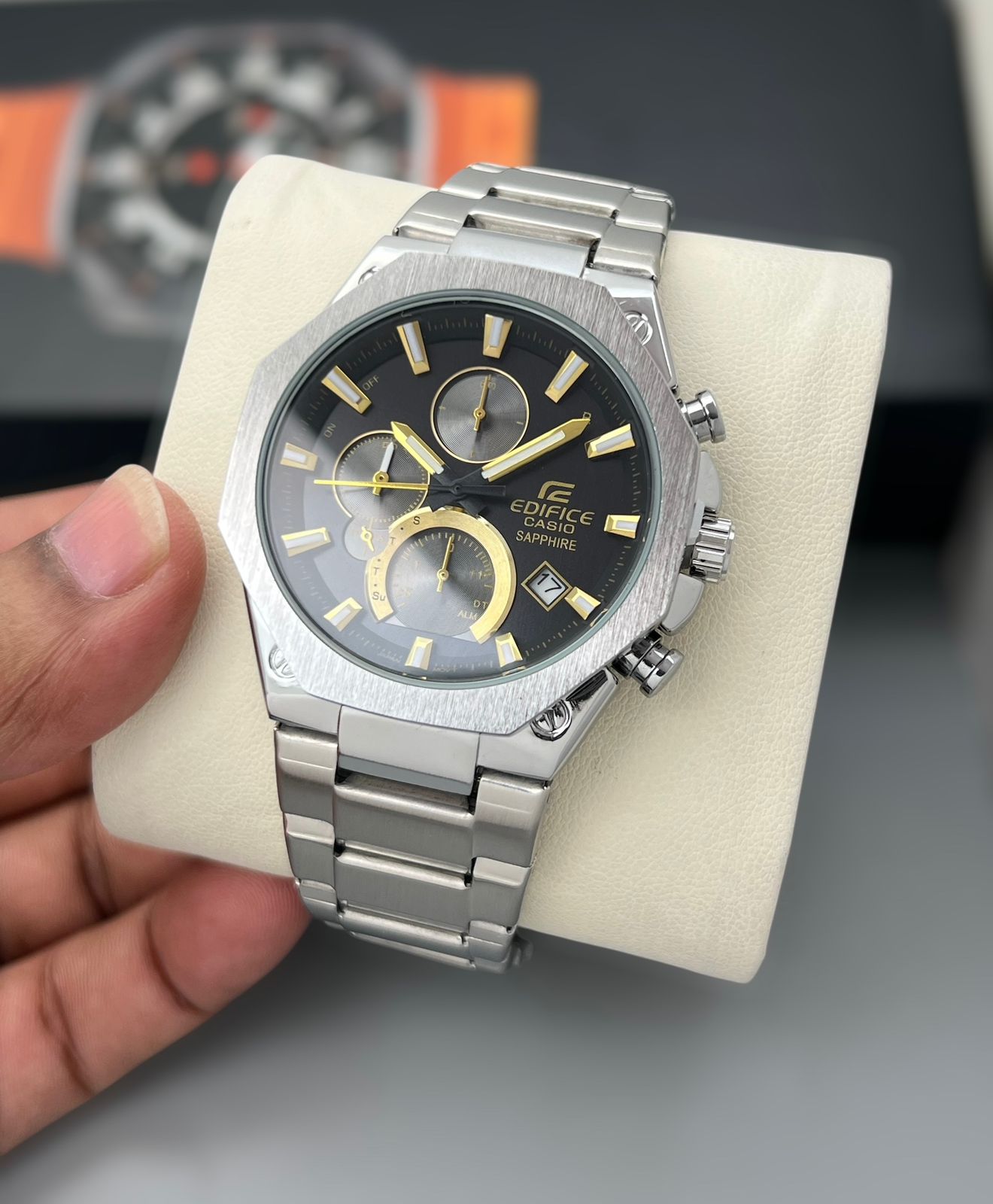 Casio Edifice chronograph, silver stainless steel Men's watch