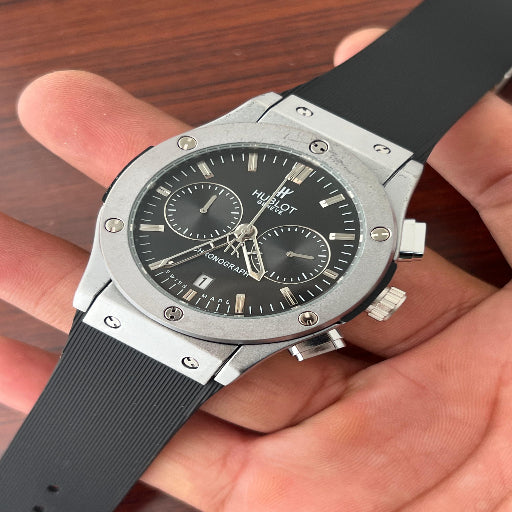 ✅ *Hublot Big Bang 5 Hand all shining Full Black, iconic  Strap collection