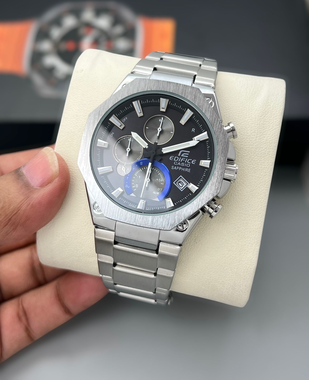 Casio Edifice chronograph, silver stainless steel Men's watch