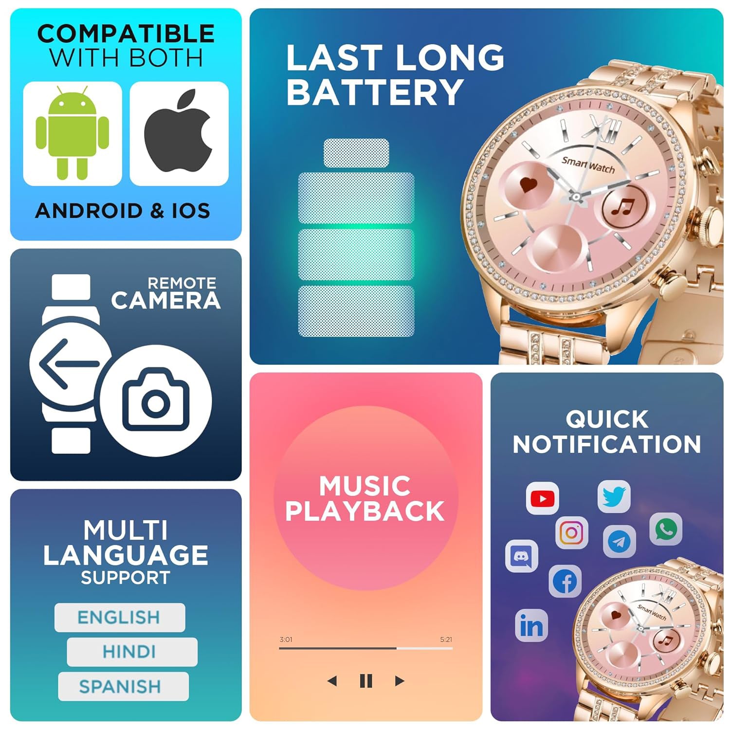 Gen 9 Diamond Strap Latest Smartwatch Hd Display 2 Straps (1 Set) - Springkart 