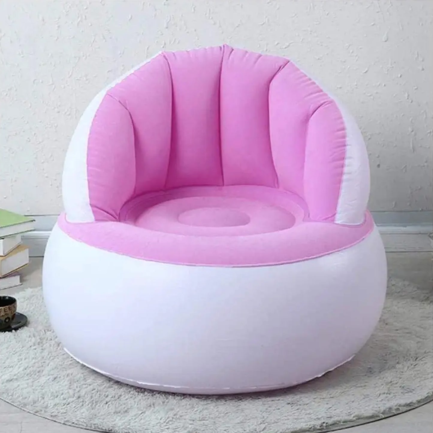 Kids Inflatable Sofa Chair With Backrest Foot Air Pump With Hose (1 Set 85x74 Cm Approx) - Springkart 