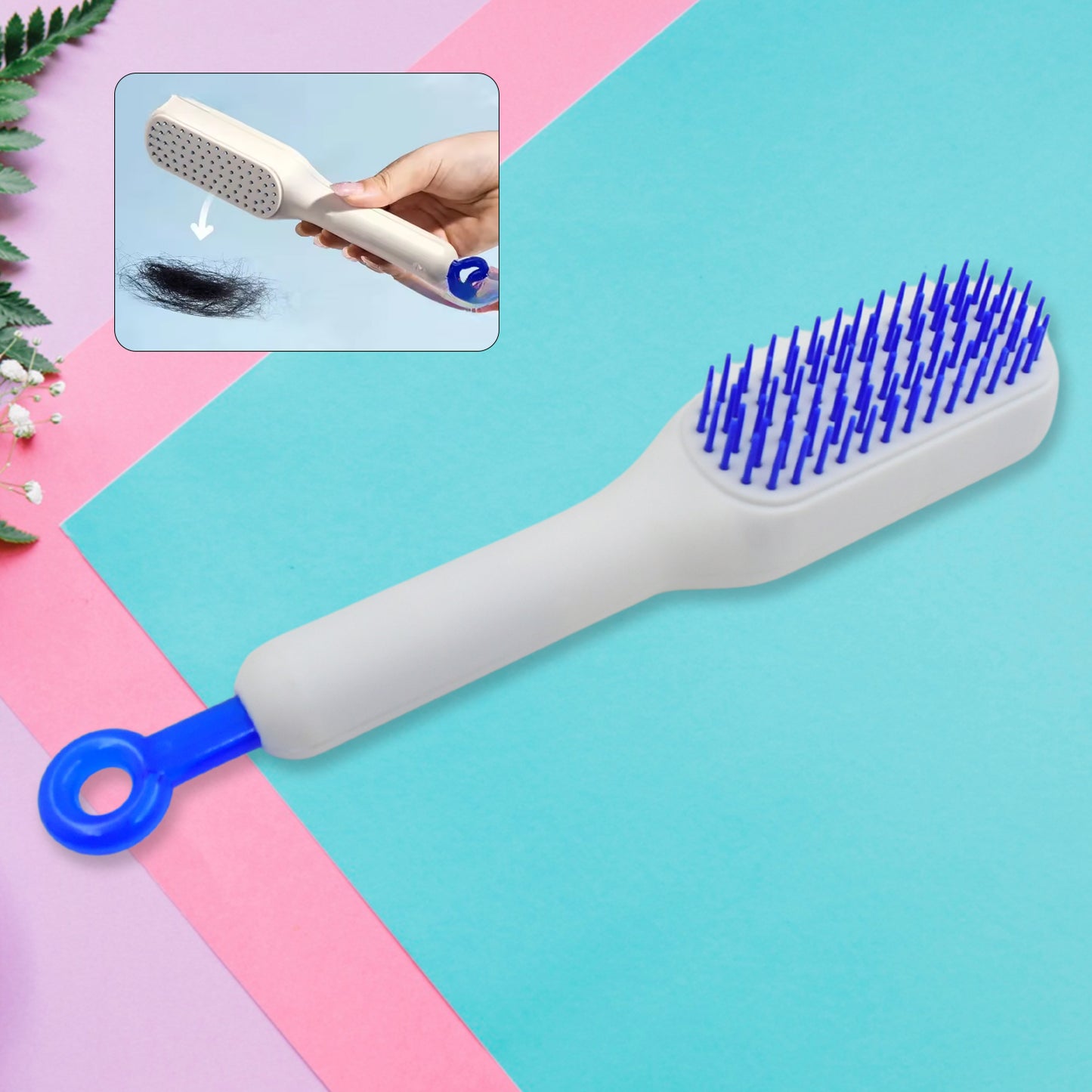 13947 Self-cleaning Hairbrush Self-cleaning Anti-static Detangling Massage Comb One-pull Clean Scalable Rotate Lifting Self Cleaning Hairbrush Hair Styling Tools - Springkart 