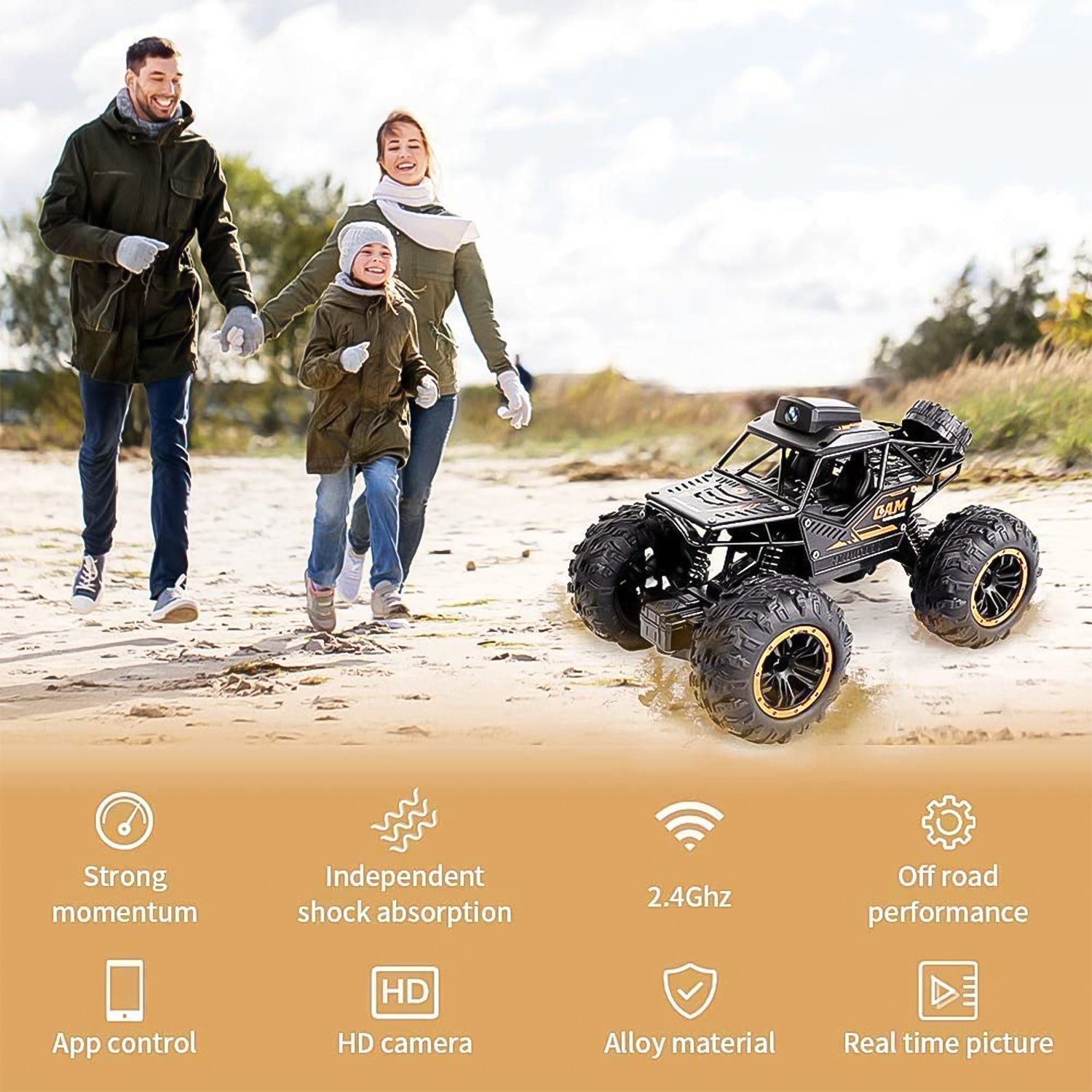 17901 Remote Control Car With Camera Off-road Remote Control Truck Monster Trucks For Boys 8-12 Birthday Gift For Kids Adults Gift For Boys And Girls Hd Camera Rock Crawler Monster Truck Toy - Springkart 