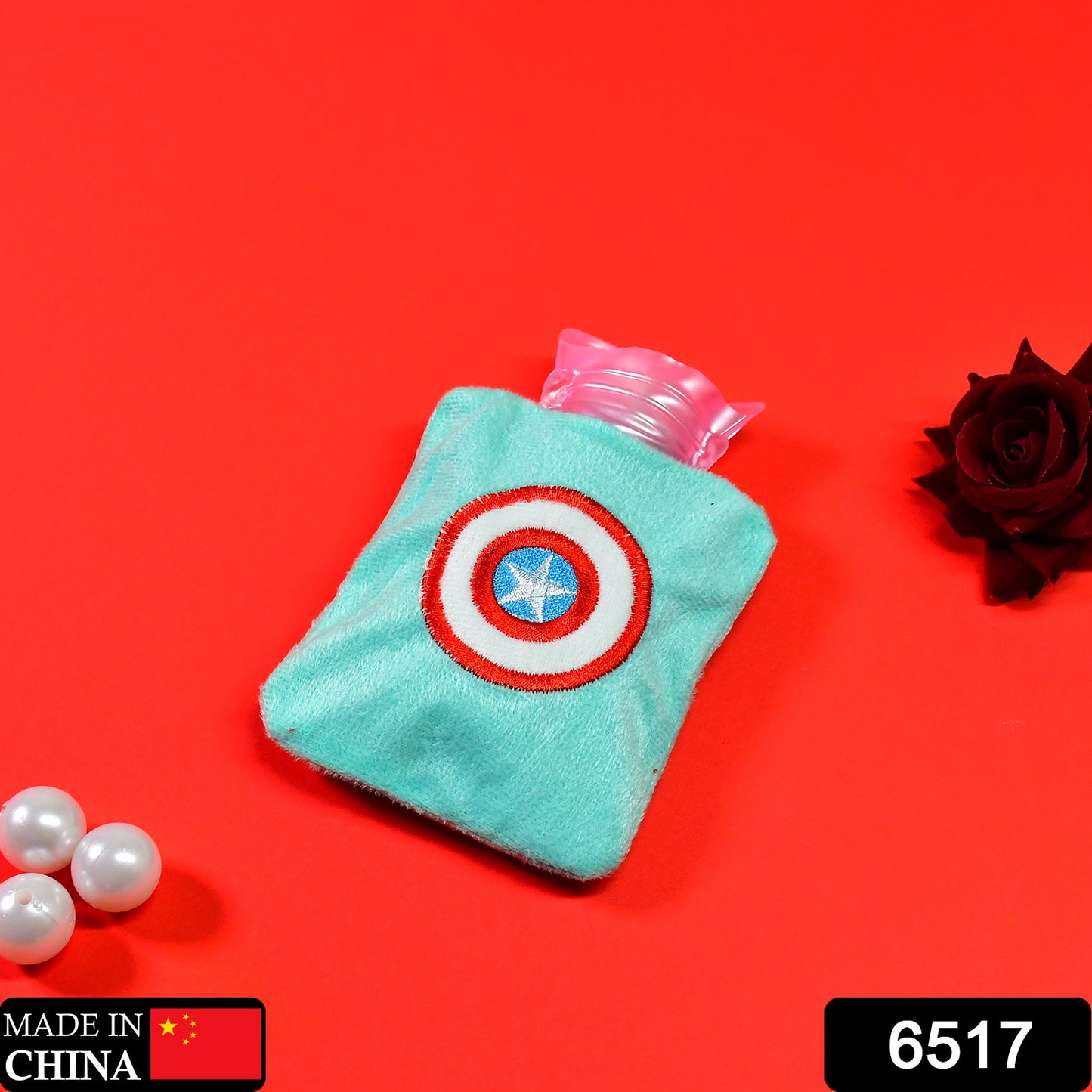 6517 Captain Americas Shield Small Hot Water Bag With Cover For Pain Relief Neck Shoulder Pain And Hand Feet Warmer Menstrual Cramps. - Springkart 