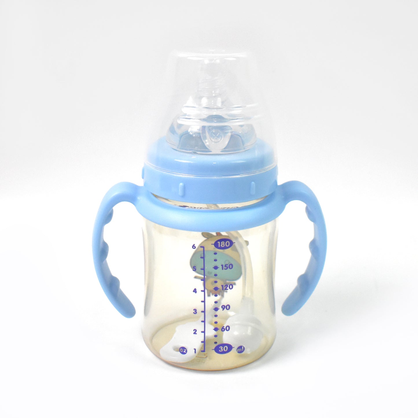 Plastic Baby Feeding Bottle With Handles Cleaning Brush Straw (180 Ml 1 Pc) - Springkart 